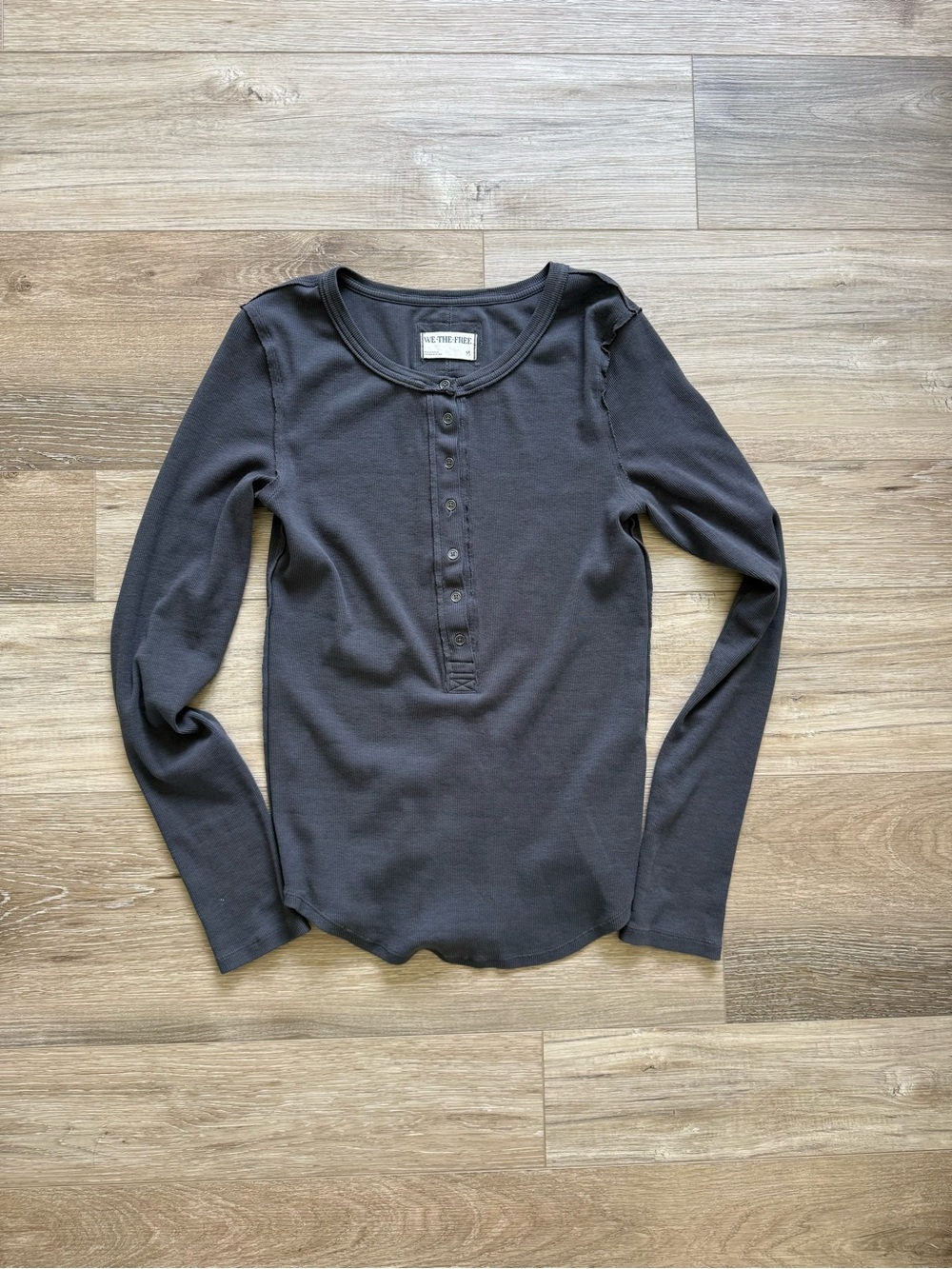 We The Free by Free People Charcoal Henley Long-Sleeve Top